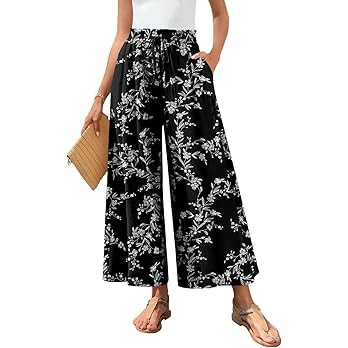 Bestbee Women's Wide Leg Palazzo Pants Dressy Casual Gaucho Pants Elastic Waist with Pockets | Amazon (US)