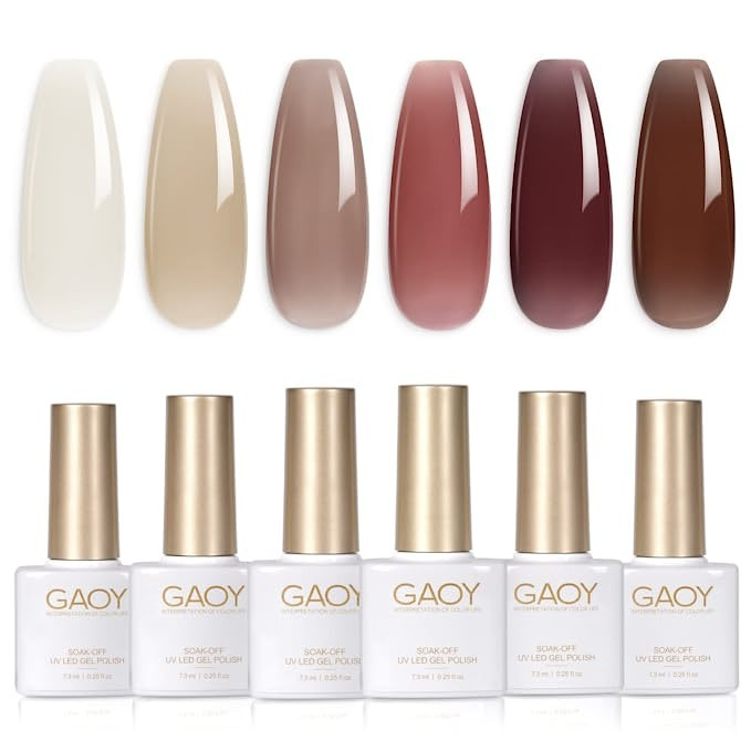 GAOY Jelly Milky White Gel Nail Polish Set, 6 Translucent Sheer Maroon UV Gel Polish Colors for N... | Amazon (US)