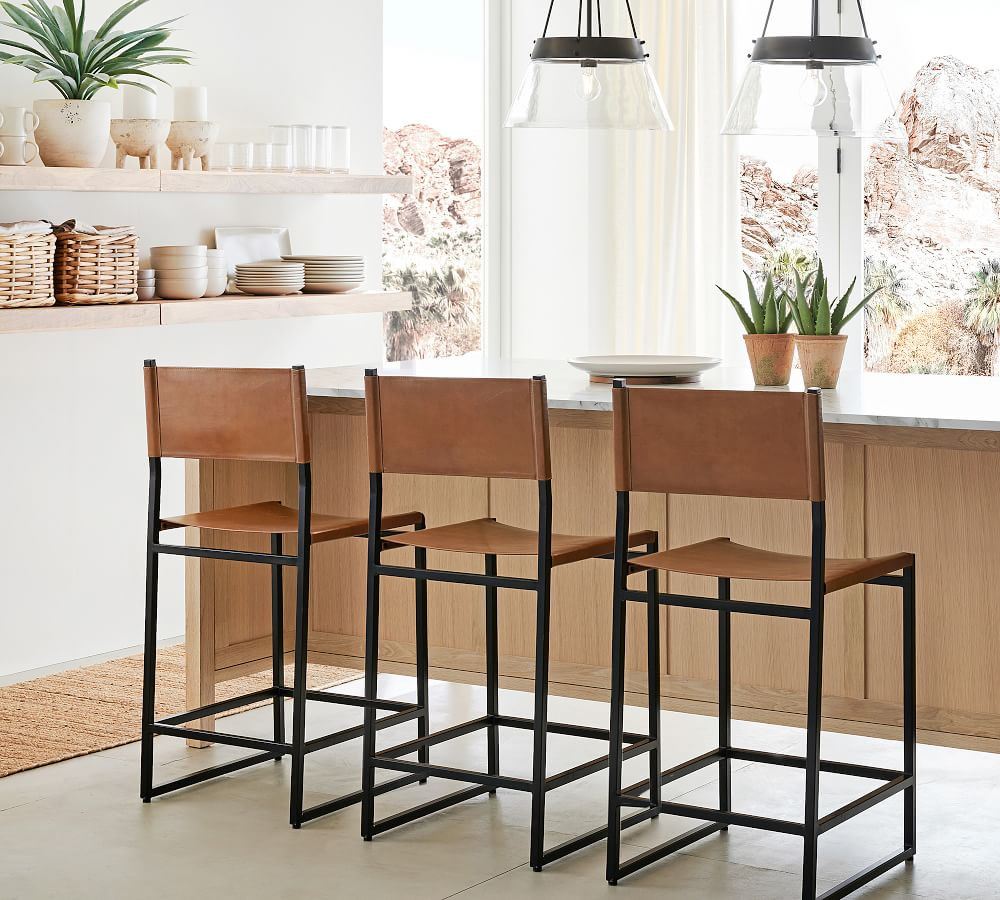Hardy Leather Bar & Counter Stools | Pottery Barn (US)