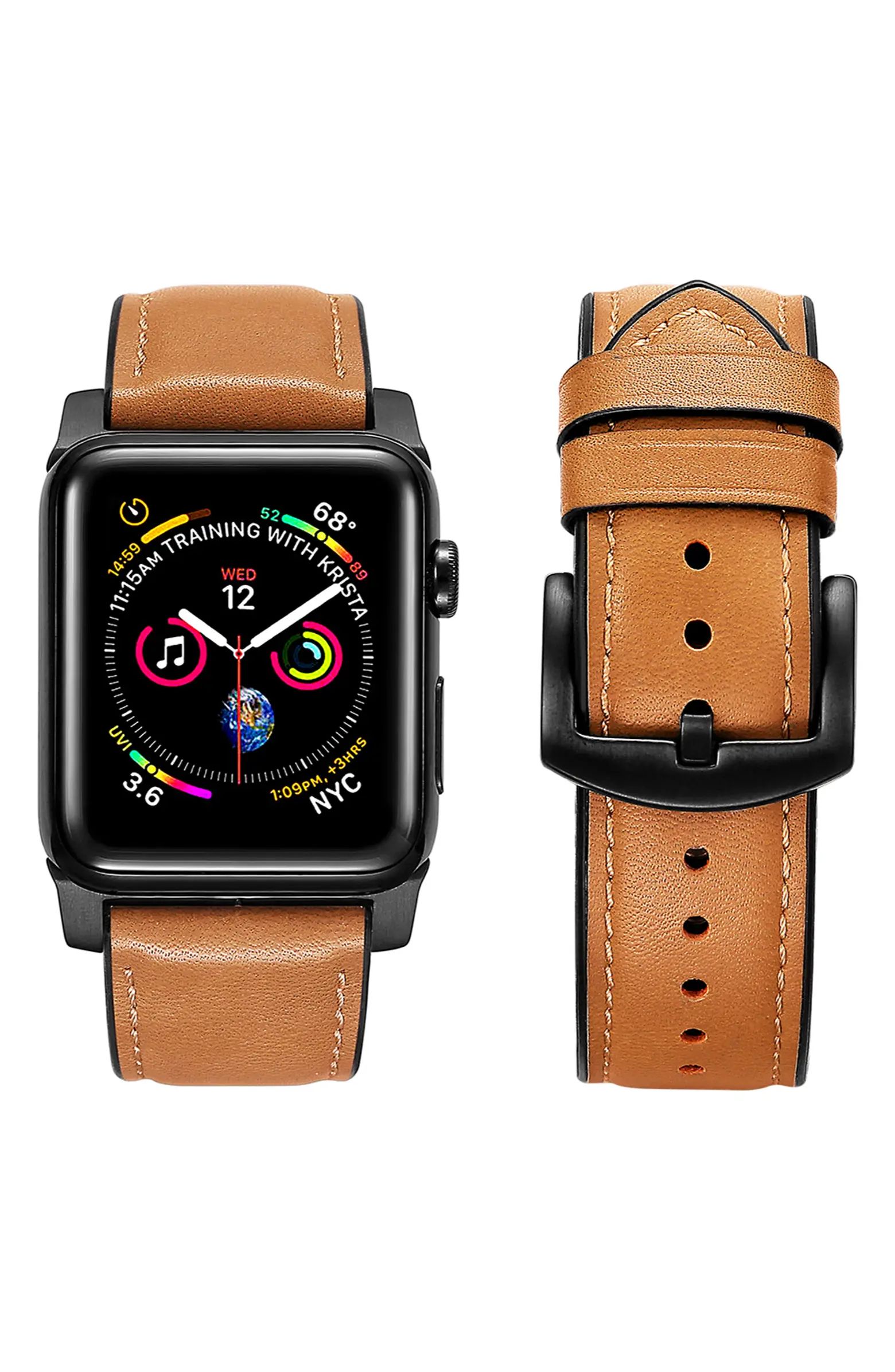 Leather Apple Watch® SE & Series 7/6/5/4/3/2/1 Watchband | Nordstrom