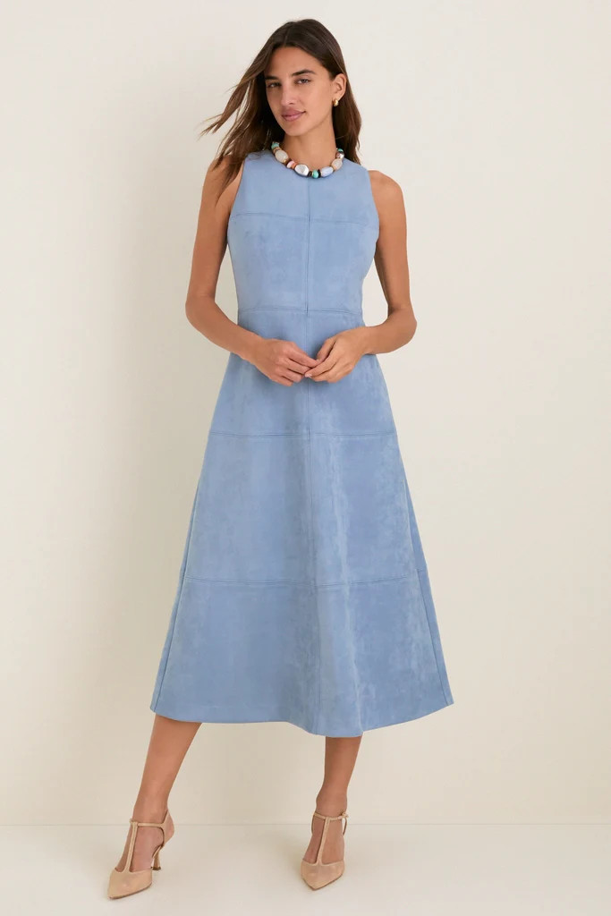 Maison Blue Suede Manon Dress | Tuckernuck (US)