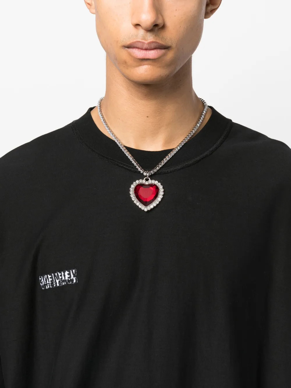 VETEMENTS crystal-embellished heart-pendant Necklace | Silver | FARFETCH | Farfetch Global