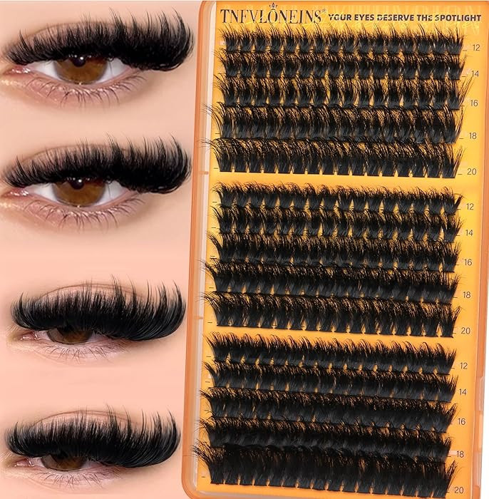Fluffy Lash Clusters with Spikes 200D+260D+300D Cluster Eyelash Extensions Thick Eyelash Clusters... | Amazon (US)