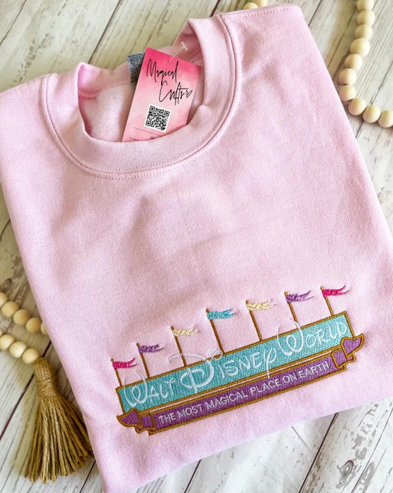WDW Embroidered Crewneck Sweatshirt  Pink | Etsy | Etsy (US)