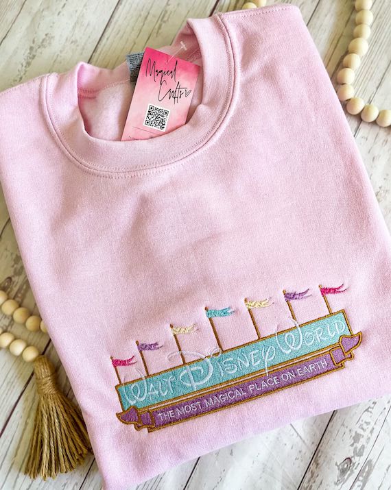 WDW Embroidered Crewneck Sweatshirt  Pink | Etsy | Etsy (US)