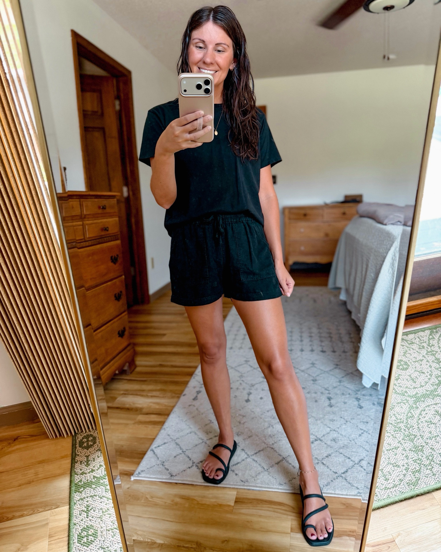 xxs in my linen shorts (they’re 5-6 years old. Linked this year’s version and some similar ones! 00 would be the size I would choose now.) xs in my tee (also linked similar) and 6 in my sandals 🖤

#LTKPetite #LTKootd #LTKSeasonal
