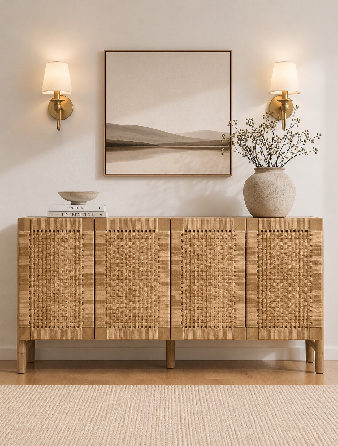 This woven console table is one of those Amazon finds that looks far more expensive than it actually is. The natural texture, warm wood tones, and designer-inspired details make it a beautiful statement piece for an entryway, dining room, living room, or hallway. I styled it with neutral artwork, sconces, and a textured vase for an organic modern look that feels elevated without breaking the budget. If you’re looking for high-end style under $400, this console table is absolutely worth a look.

#LTKHome #LTKSaleAlert