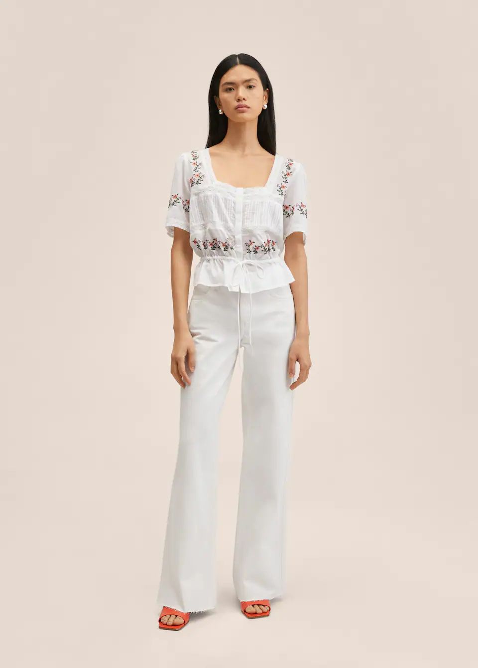 Embroidered cotton blouse | MANGO (US)