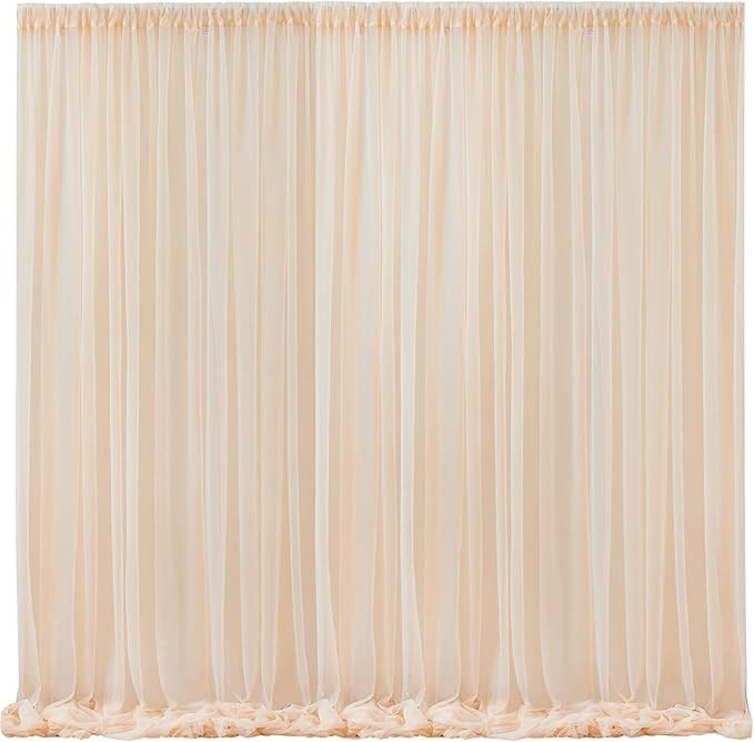 10x10 Champagne Tulle Backdrop Curtains for Parties, Sheer Backdrop Curtain Wedding Photo Backgro... | Amazon (US)