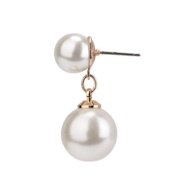 Time And Tru Women's Gold Faux Pearl Drop Earring - Walmart.com | Walmart (US)