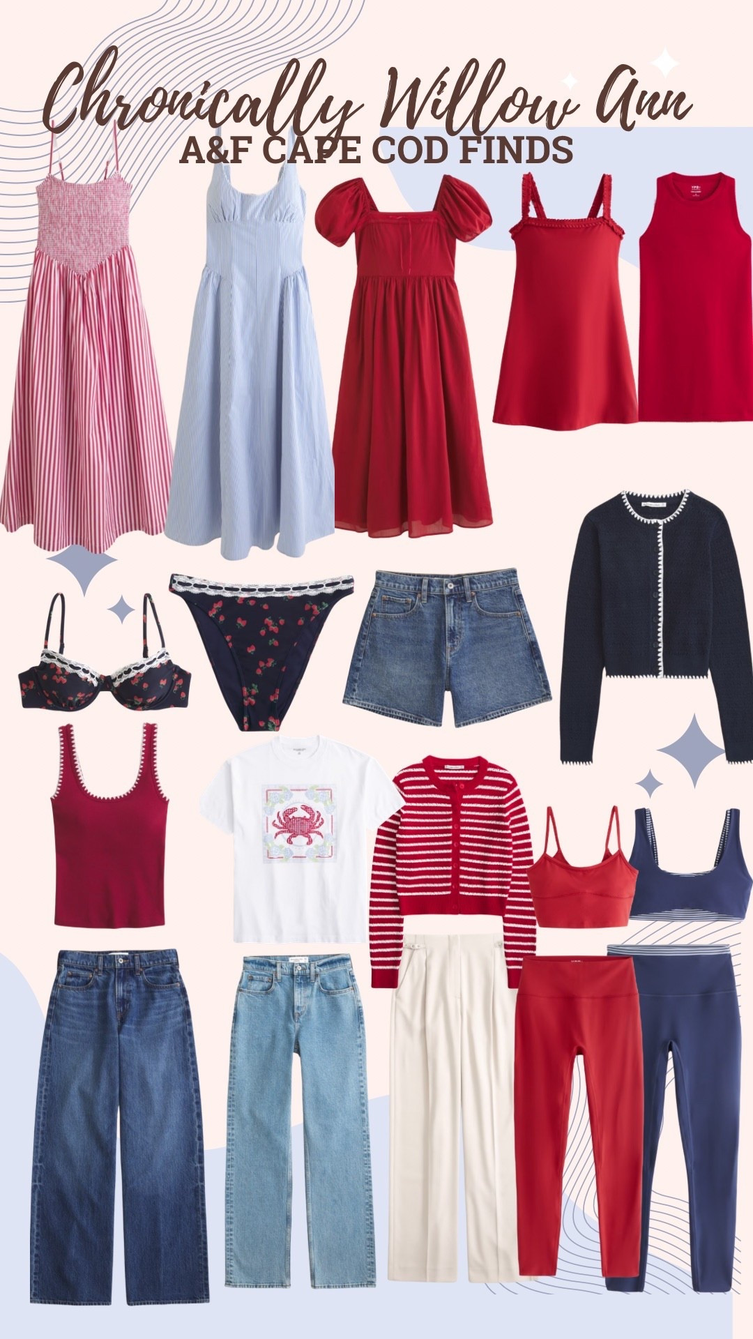 A&F Americana finds that I want in my closet ASAP🇺🇸 look how cute these ‘merica themed outfits are! I love the red,white, blue dresses, the navy cherry swimmies. Red/white/blue athletic sets. Be the cutest girl at any Fourth of July event! 

#LTKootd #LTKFestival #LTKSeasonal