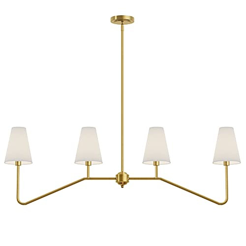 Electro bp;47"W 4-Light Linear Kitchen Island Lighting Fixture Classic Chandeliers Polished Gold ... | Amazon (US)