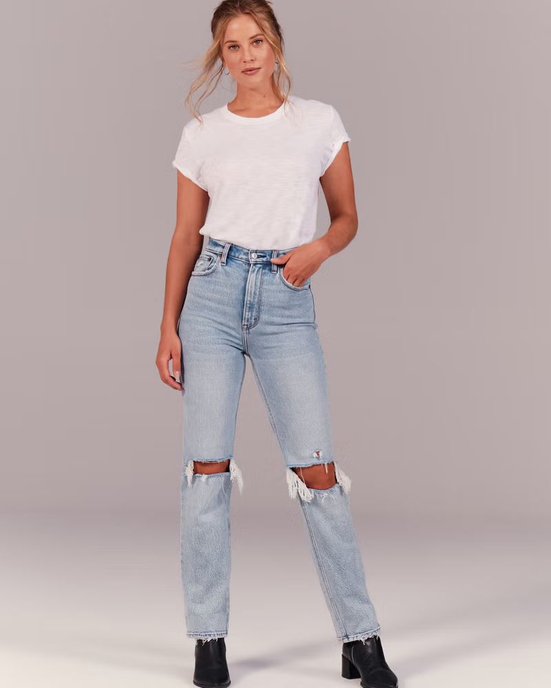 Women's '90s Ultra High Rise Straight Jeans | Women's Clearance | Abercrombie.com | Abercrombie & Fitch (US)