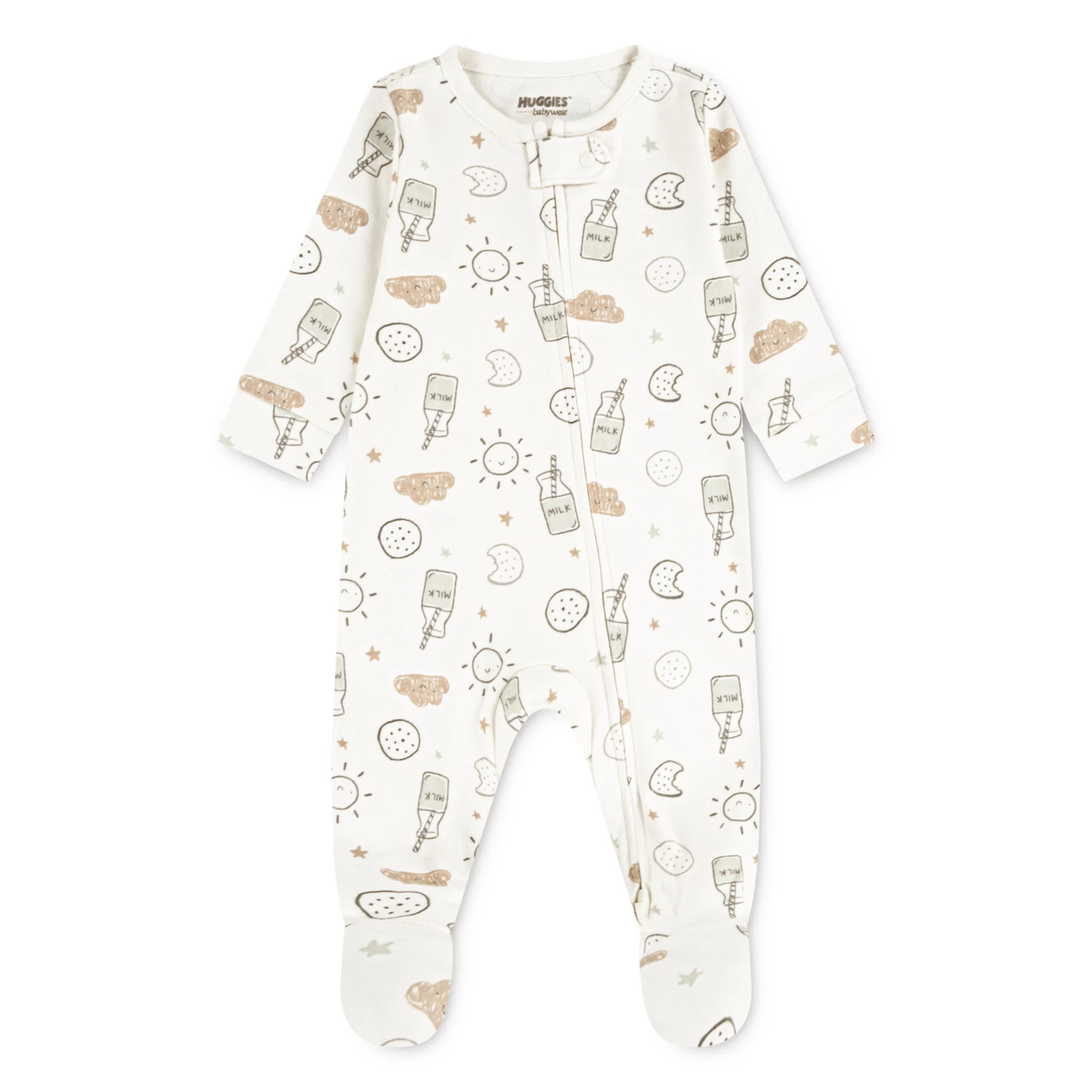 Newborn Baby Boys Huggies Babywear® 100% Organic Footed Coverall with Milk & Cookie Print | Kohl's