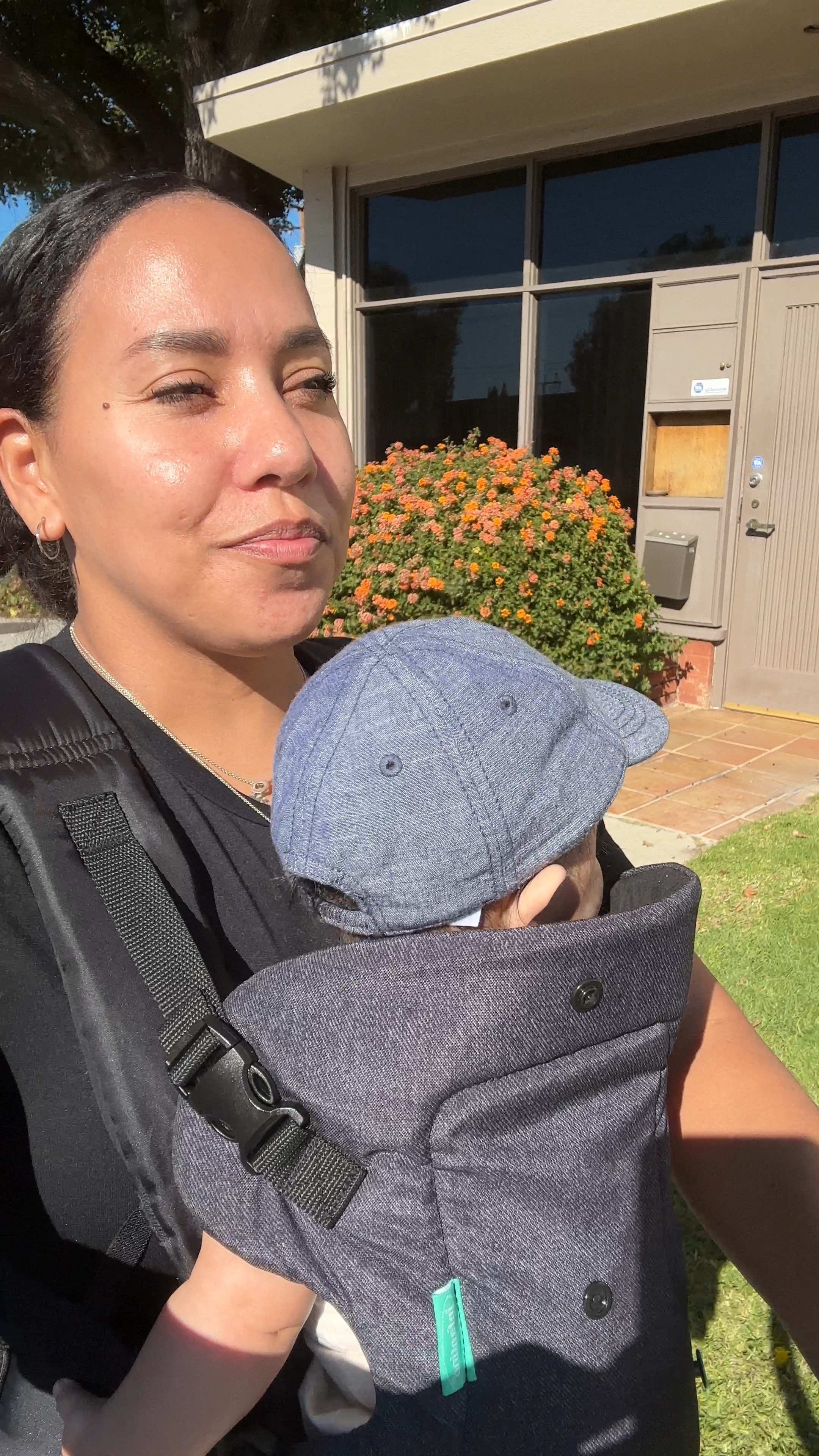 Essentials for going out for a walk with baby. A hat and comfortable carrier. 

#LTKbaby