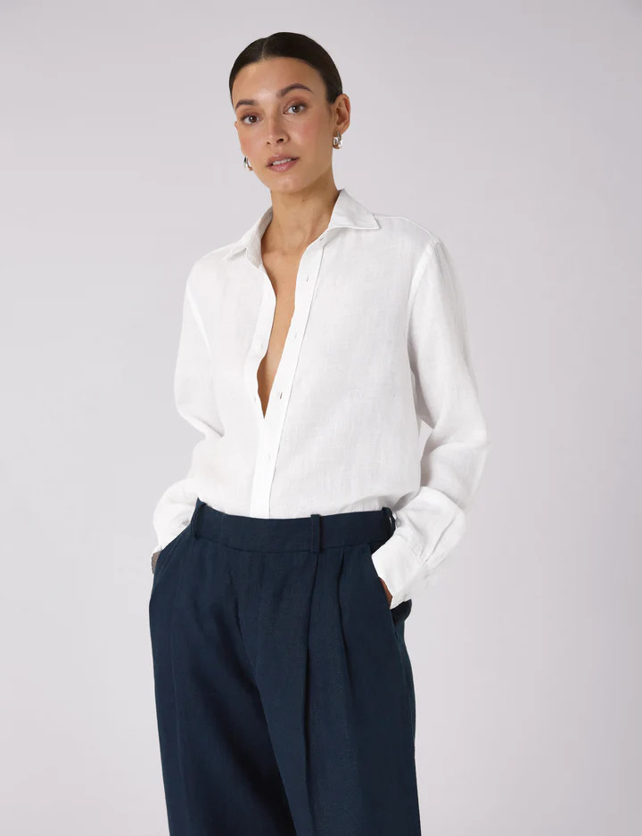 The Boyfriend: Linen, White | With Nothing Underneath