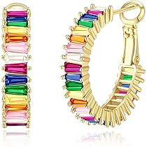 Trendy 14K Gold Plated Hoop Earrings for Women, Chunky Gold/Silver Earrings for Women Cubic Zirco... | Amazon (US)