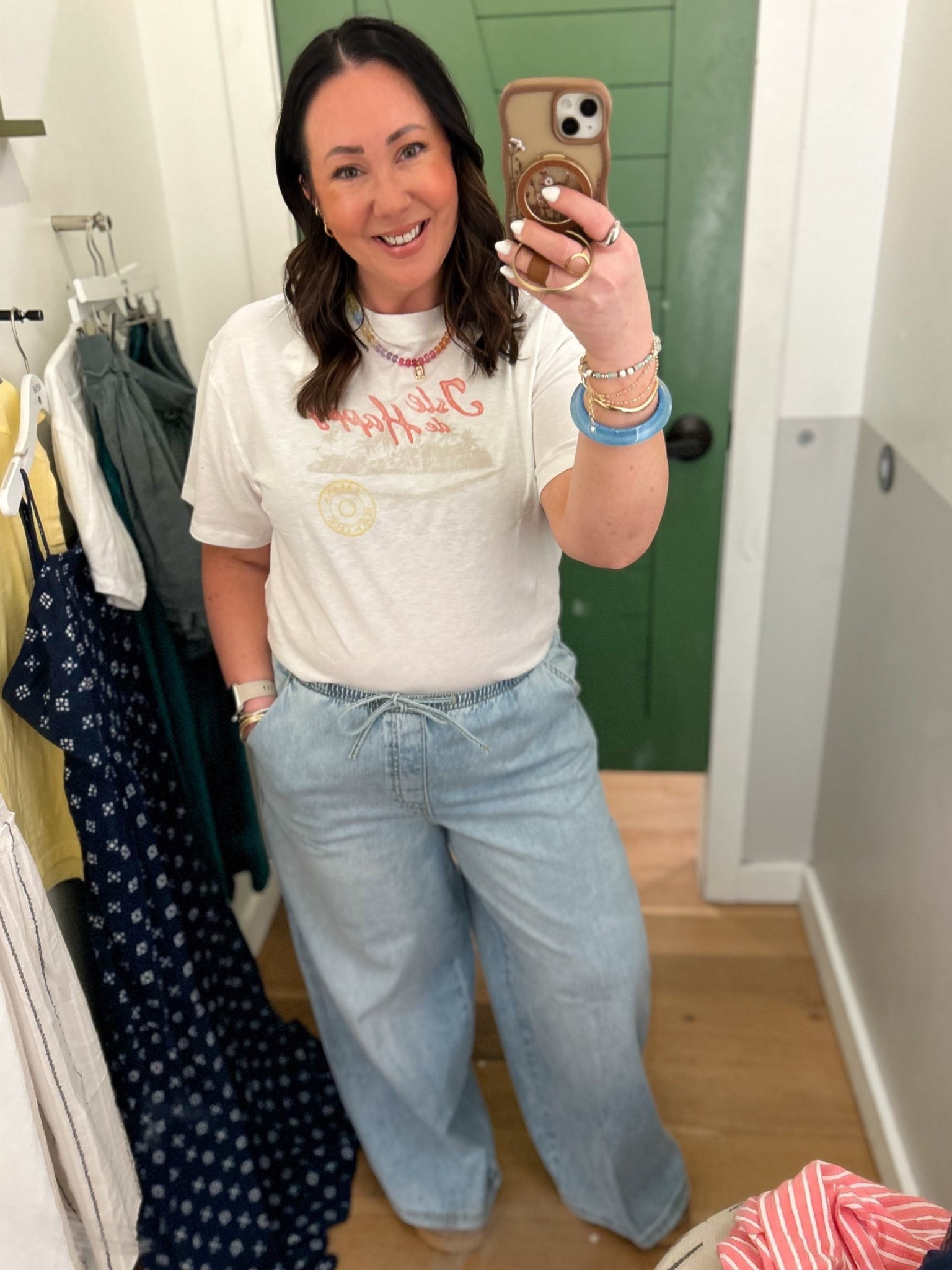 @Aerie  try-on! Large graphic tee! Large pull on jeans! The top

#LTKmomlife #LTKOver40 #LTKSaleAlert