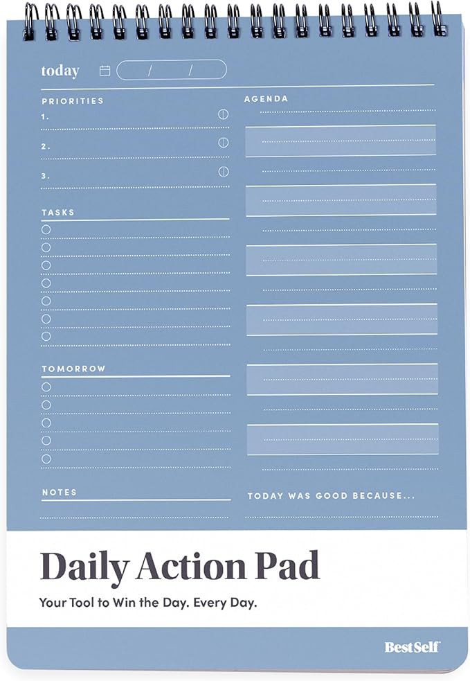 BestSelf Co. Daily Action Pad 60 Sheets – 120 GSM Paper, Ring-Bound Work Planner & To-Do List N... | Amazon (US)