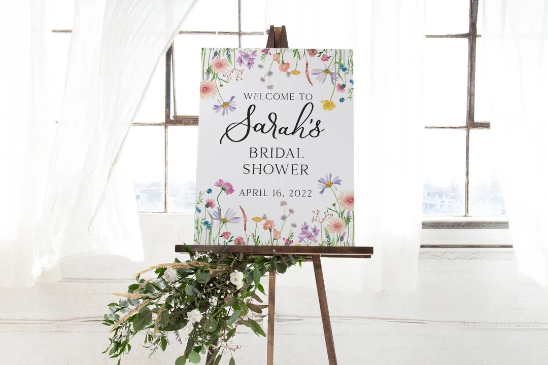 Wildflower Bridal Shower Welcome Sign, Foam Floral Welcome Sign | Etsy (US)