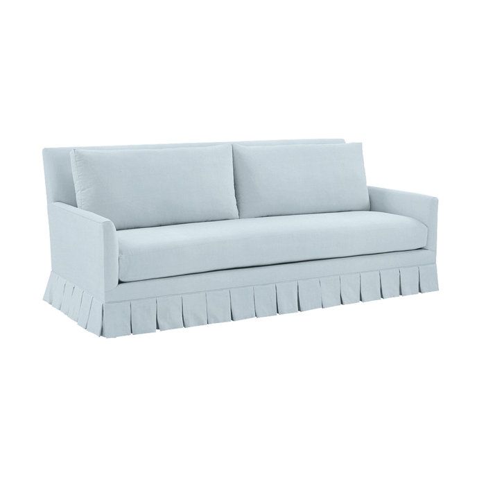 SK Mathes Upholstered Bench Seat Sofa with Box Pleat Skirt | Ballard Designs, Inc.
