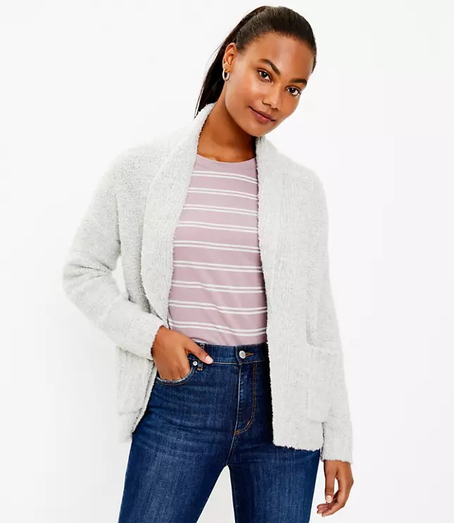 Shawl Collar Pocket Open Cardigan | LOFT