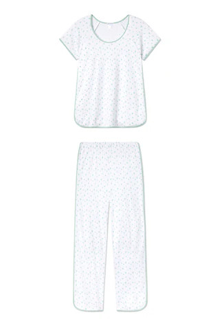 Pima Short-Long Set in Parisian Green Mini Heart | Lake Pajamas