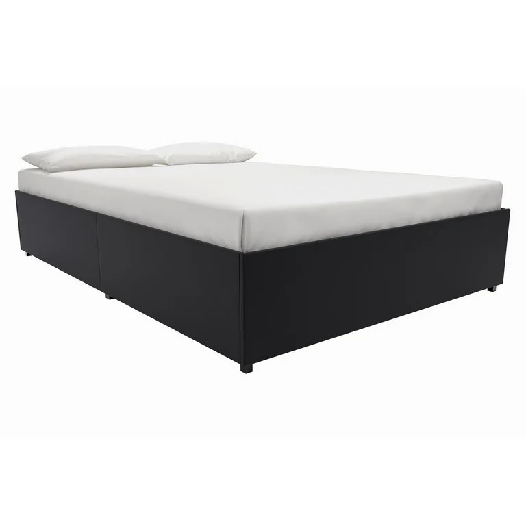 River Street Designs Maven Platform Bed With Storage, Queen, Black Faux Leather | Walmart (US)