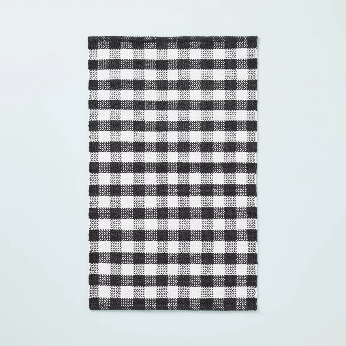 Textured Gingham Indoor/Outdoor Woven Area Rug Dark Gray/Cream - Hearth & Hand™ with Magnolia | Target