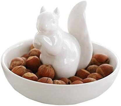 LA JOLIE MUSE Nut Bowl Snack Serving Dish - Ceramic Squirrel Stand Candy Dish for Pistachio, Pean... | Amazon (US)