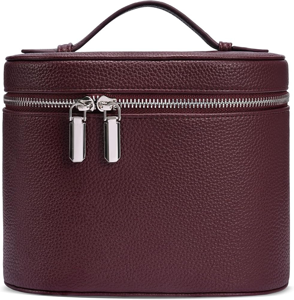 Cosmetic Case, Leather Makeup Bag, Portable Handheld Makeup Case, Detachable Compartments, burgun... | Amazon (CA)