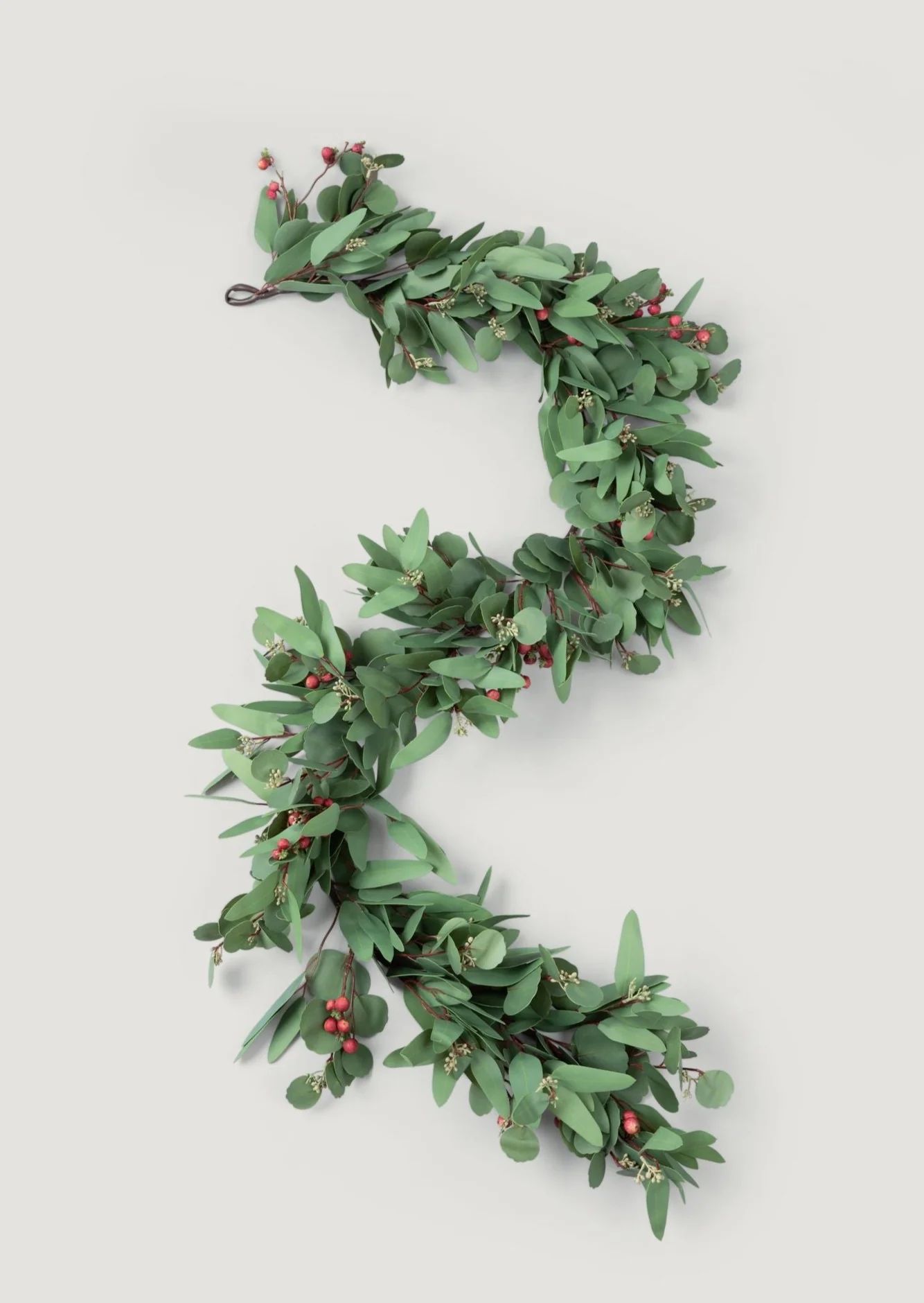 Deluxe Faux Seeded Eucalyptus Garland with Burgundy Berries - 60" | Afloral