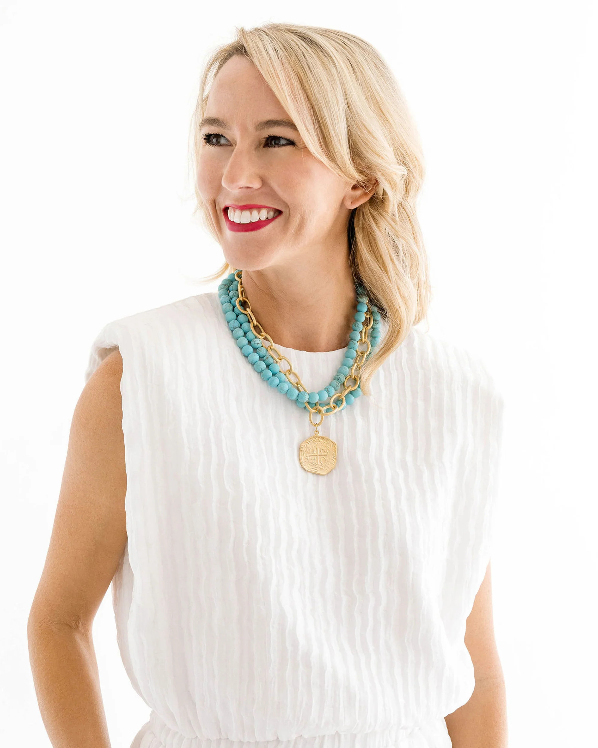 Multi Strand Turquoise + Coin Necklace | Susan Shaw