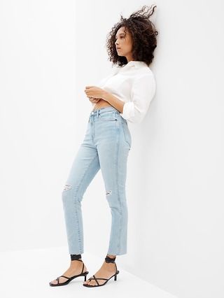 High Rise Destructed Vintage Slim Jeans with Washwell | Gap Factory