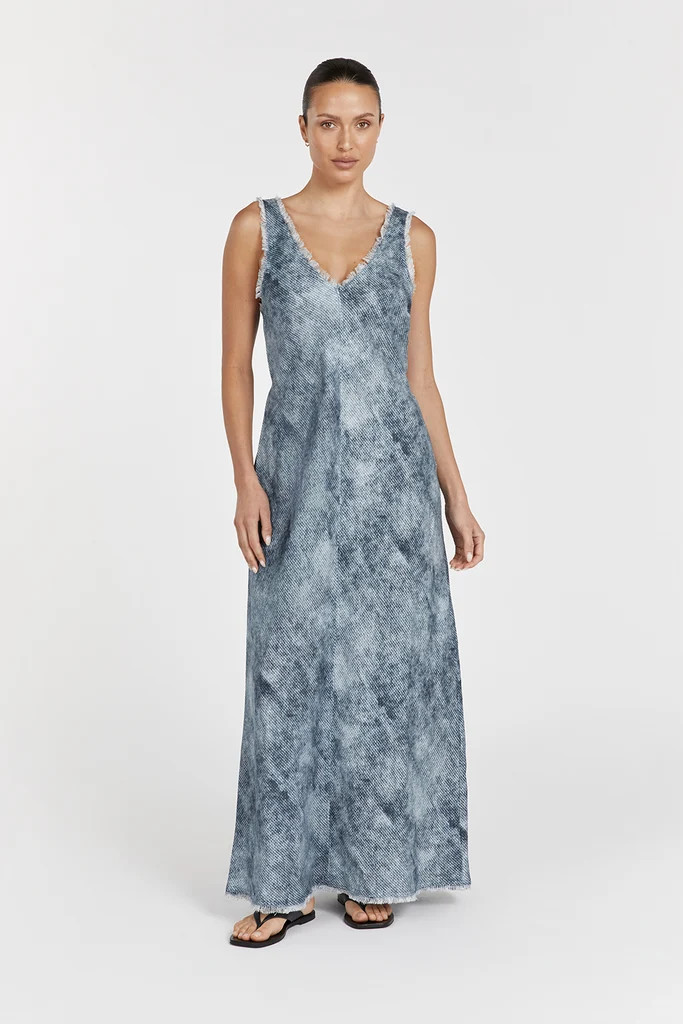 LEON LINEN V NECK SLIP DRESS | DISSH