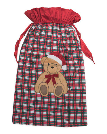 Plaid Applique Teddy Bear Gift Sack | TJ Maxx