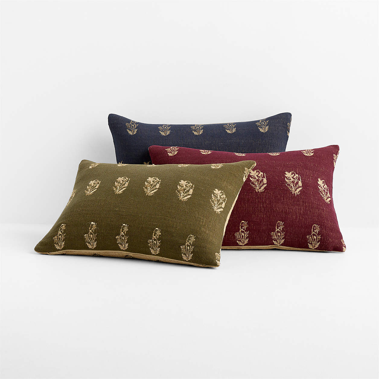 Ivy Cotton Silk Blend 22"x15" Burnt Green Throw Pillow Cover | Crate & Barrel | Crate & Barrel