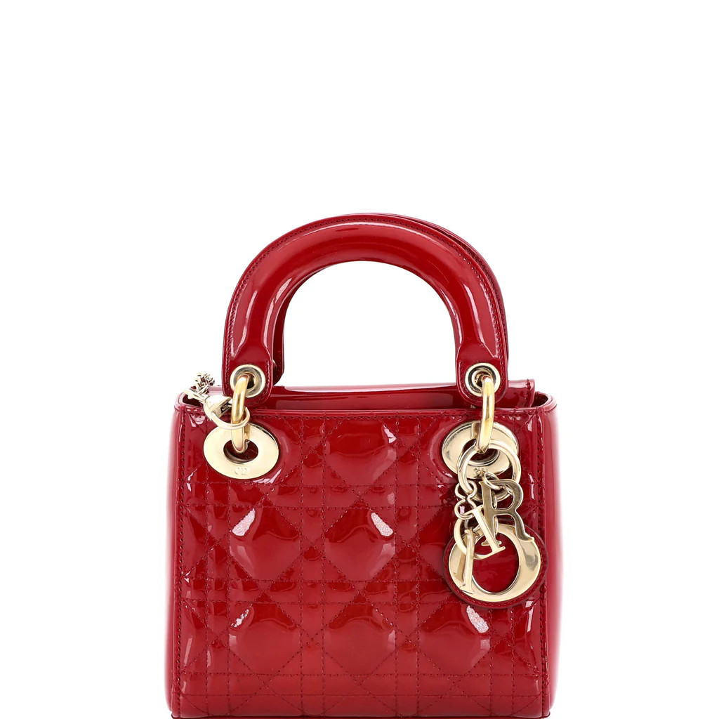 Lady Dior Chain Bag Cannage Quilt Patent Mini | Rebag