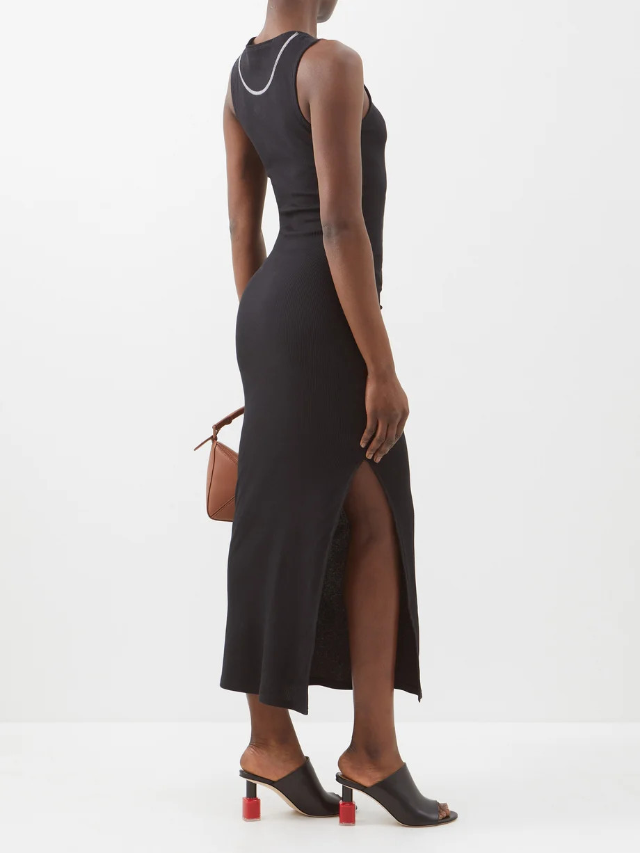 Anagram-embroidered ribbed cotton-blend dress | Matches (US)