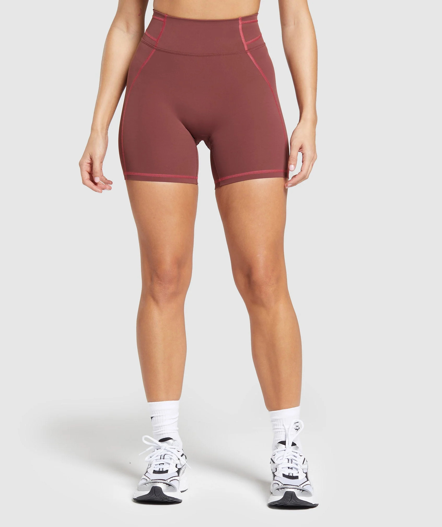 Stitch Feature Shorts Burgundy Brown | Gymshark US
