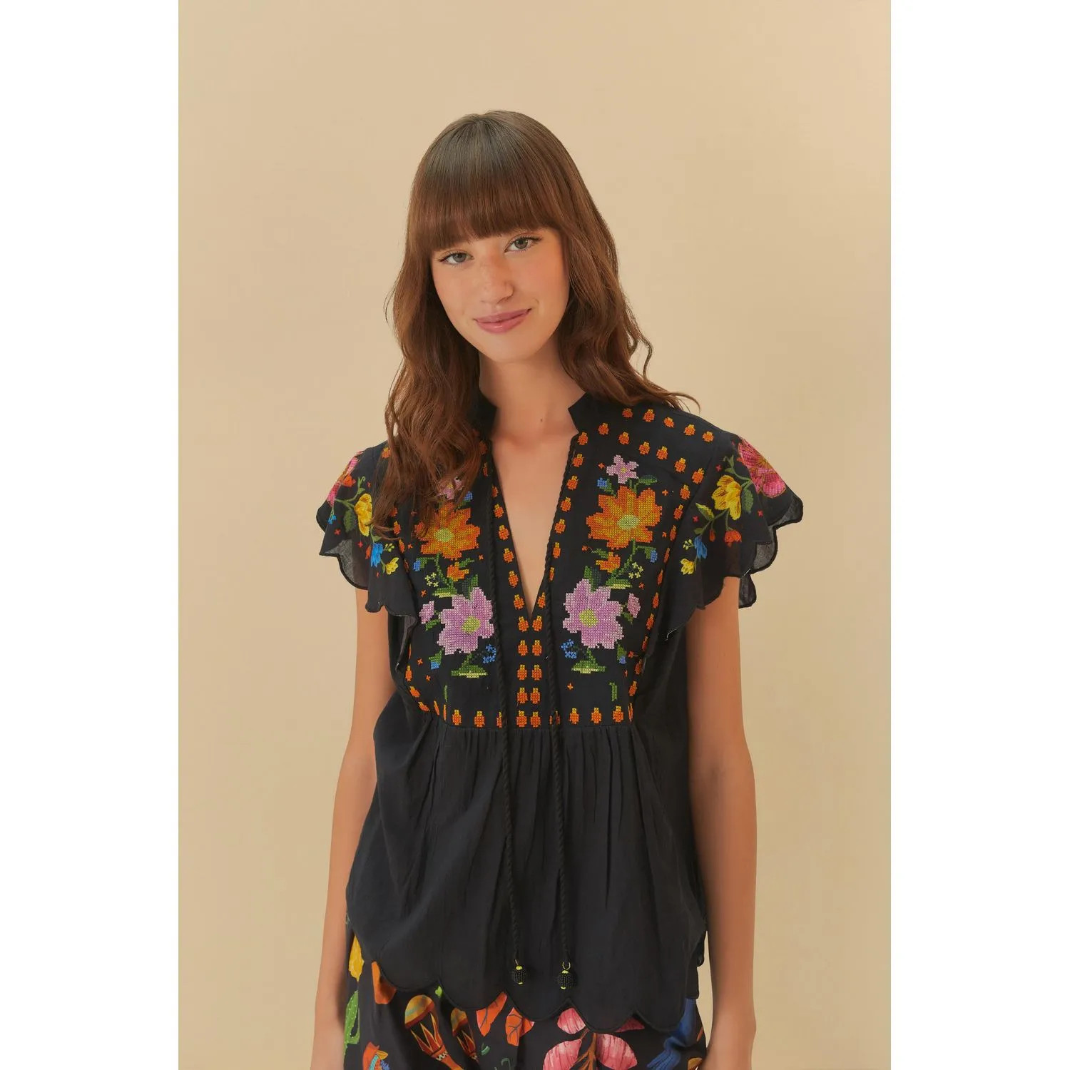 Bata Bordada Estampada Buena Gente | Farm Rio (BR)