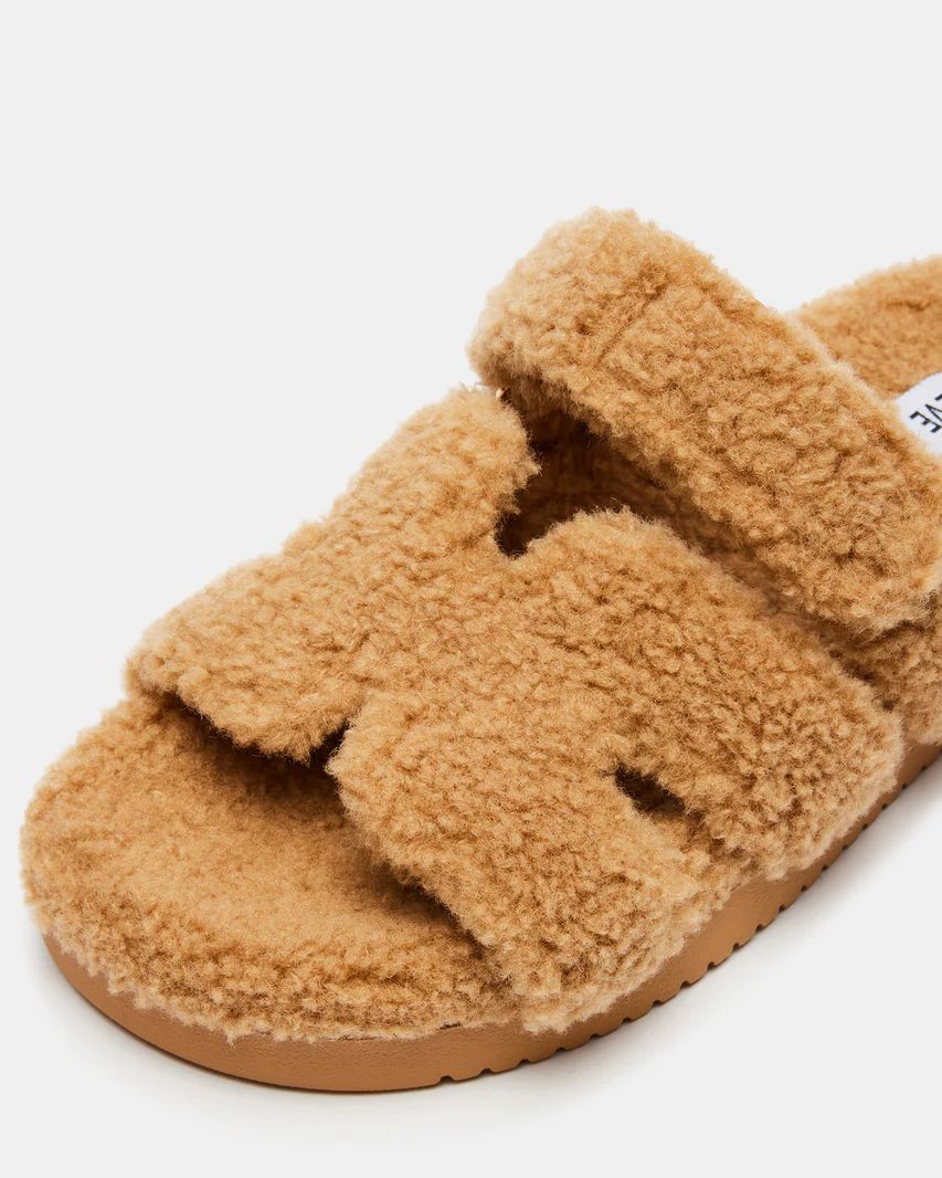 MAYVEN Camel Faux Shearling Slide | Women's Slip-Ons | Steve Madden (US)