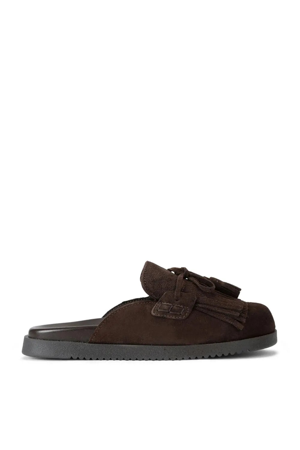 'Maurea Dark Brown' Suede Flats | PrettyLittleThing UK