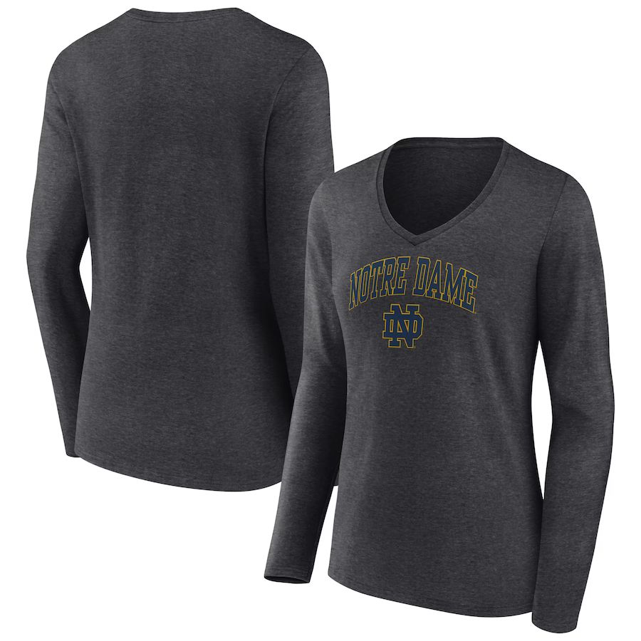 Notre Dame Fighting Irish Fanatics Branded Women's Evergreen Campus Long Sleeve V-Neck T-Shirt - ... | Fanatics