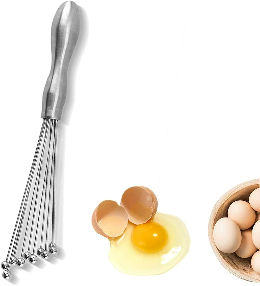 Egg Whisks,10 INCH Stainless Steel Ball Whisk Egg Beater Manual Mixer for Sauces Cream egg | Amazon (US)