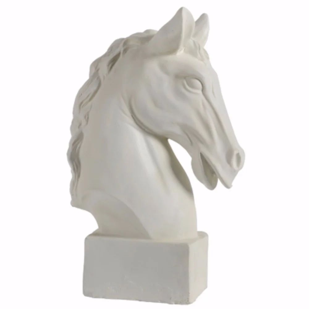 Striking Accent Ceramic Equine Bust Statue, White (White) | Bed Bath & Beyond