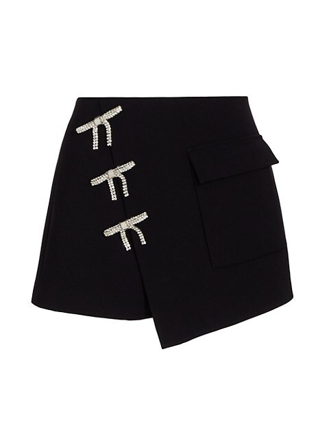 Self Portrait Embellished Bow Crepe Skort | Saks Fifth Avenue