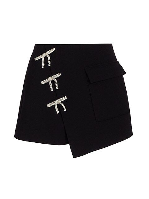 Self Portrait Embellished Bow Crepe Skort | Saks Fifth Avenue