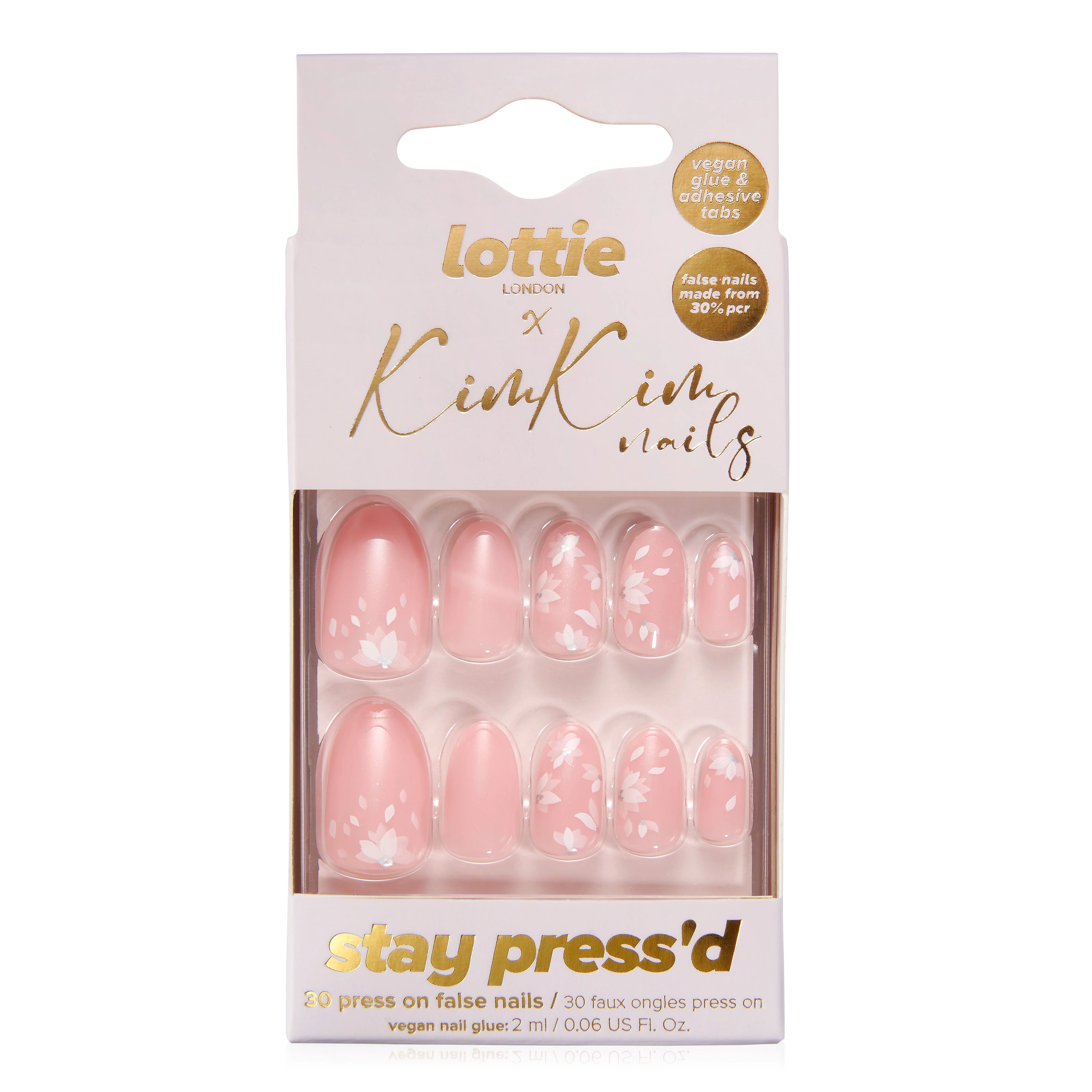 Lottie London x Kim Kim Nails, Press On False Nails Set, rounded almond shape, Glazed and Unfazed | Walmart (US)