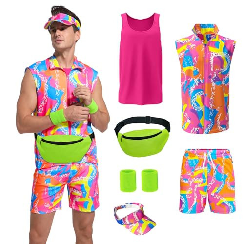 ZOKJFDK 80s Men Workout Costume Halloween Cosplay Couples Outfits 80s 90s Workout Costume Outfit Set for Adult Men (2X-Large) | Amazon (US)